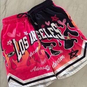 Los Angeles Graphic Shorts in Pink and Black